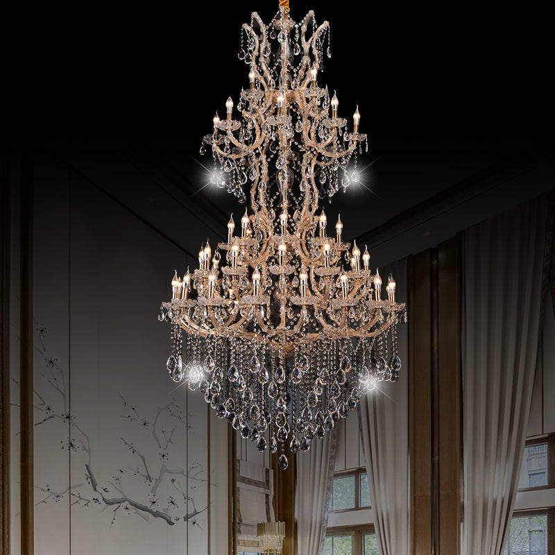 YUHUAQI BRAND Gold color Crystal Chandelier Maria Theresa Lamps HQ-9181