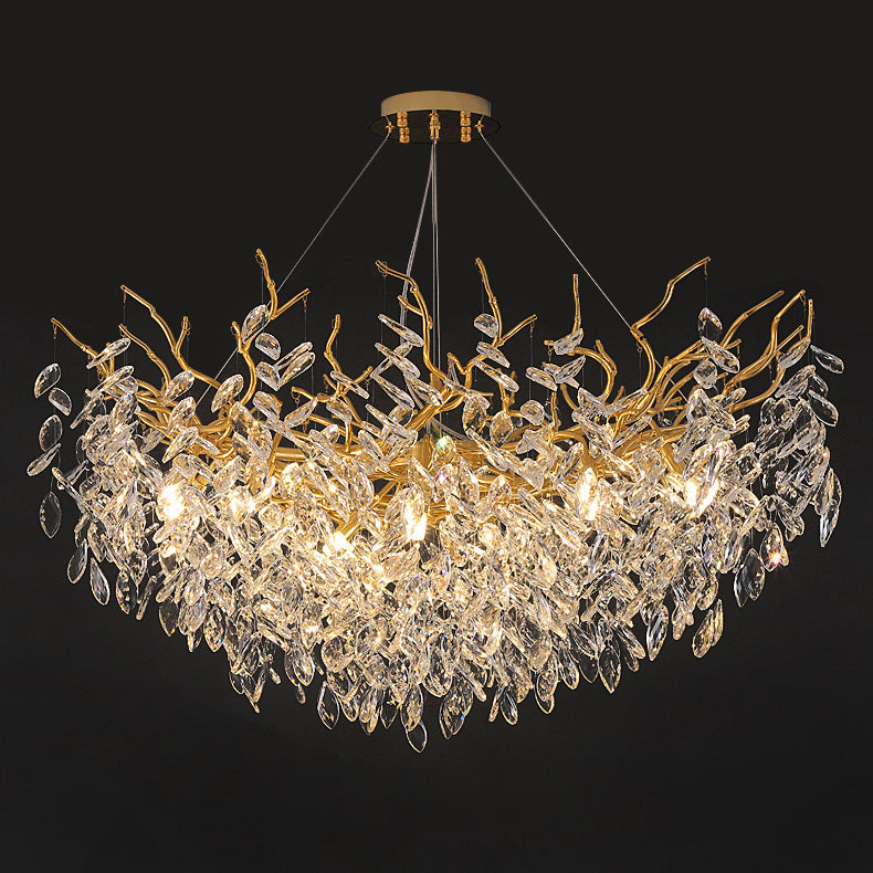 YUHUAQI BRAND Nordic Luxury Golden Tree Glass Crystal Chandelier Pendant Light HQ-9321