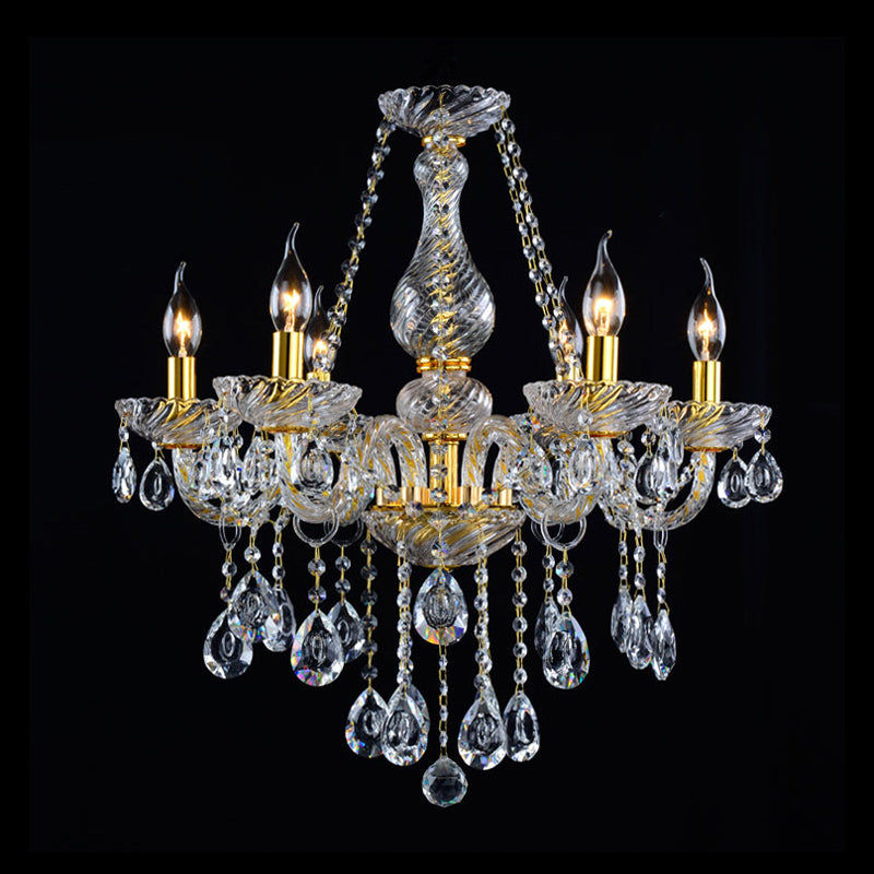 YUHUAQI High Quality Modern Gold Crystal Chandelier Lamps K9 Crystal Ceiling Pendant Lights HQ-8058