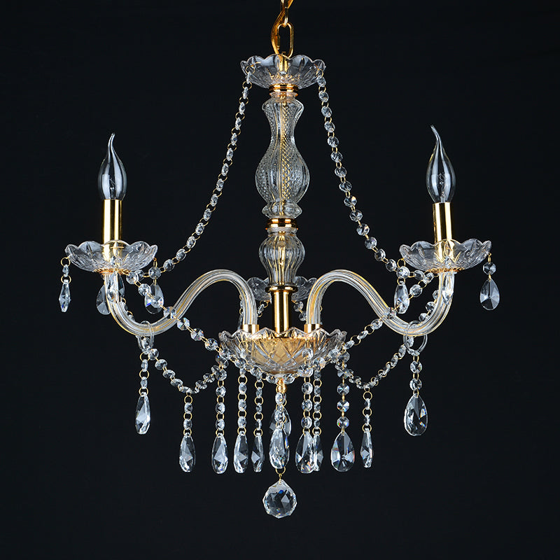 YUHUAQI BRAND Luxury Transparent K9 Crystal Chandeliers Modern Glass Hanging Pendant lamps HQ-9018