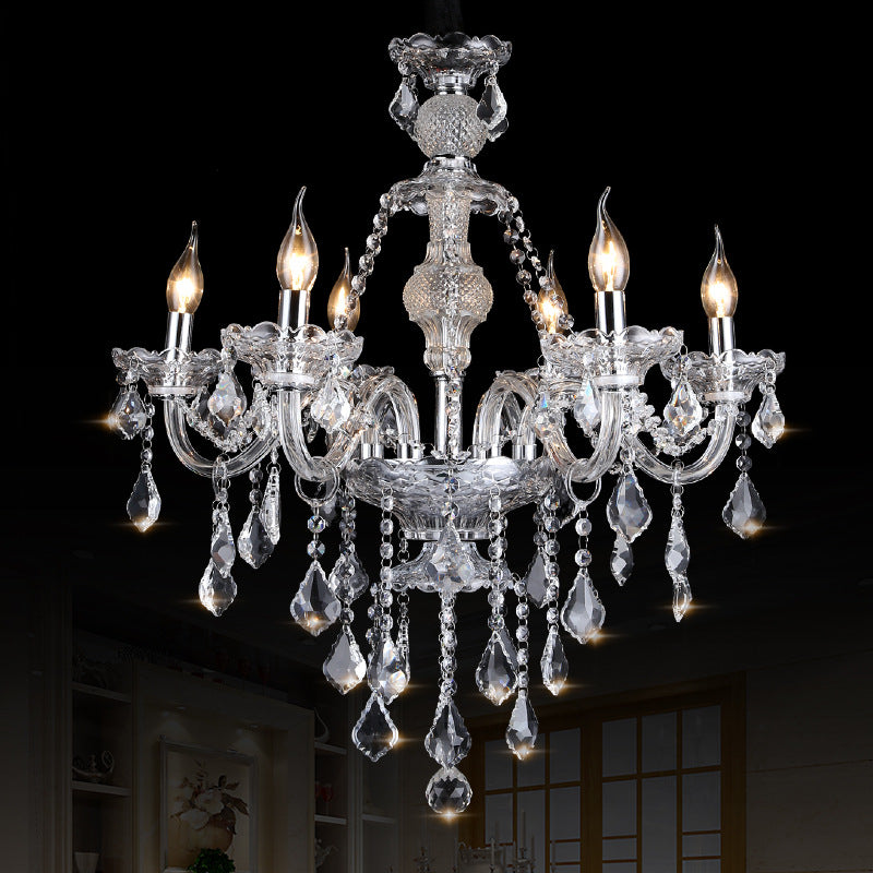 YUHUAQI BRAND Luxury European Candle Chandeliers Modern Glass Crystal Pendant lamps for Wedding HQ-9052