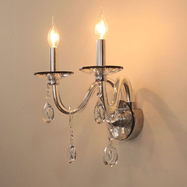 European Style Candle Crystal Wall Lamps Modern Metal Wall Light Creative Interior Corridor Decoration Lighting