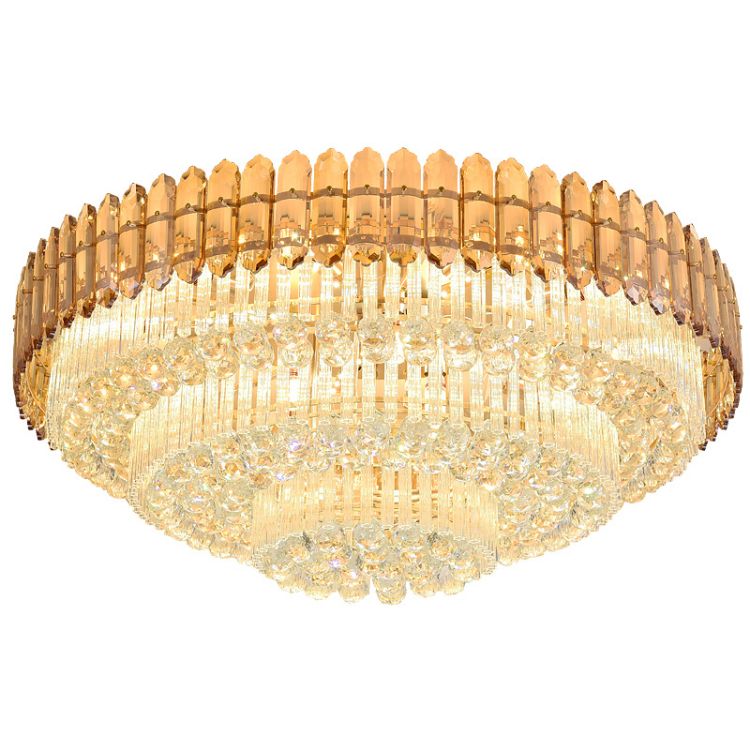YUHUAQI Brand Luxury Modern LED Round Crystal Ceiling Pendant Light for Villa HQ-89409