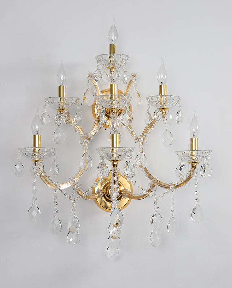 Maria Theresa Crystal Wall Lamps Modern Lighting Living Room Lamp Chrome Gold Lamp 7 Heads Villa Corridor Decorative Lights